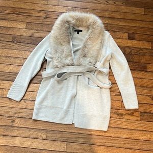 Banana republic shawl collar sweater small faux fur